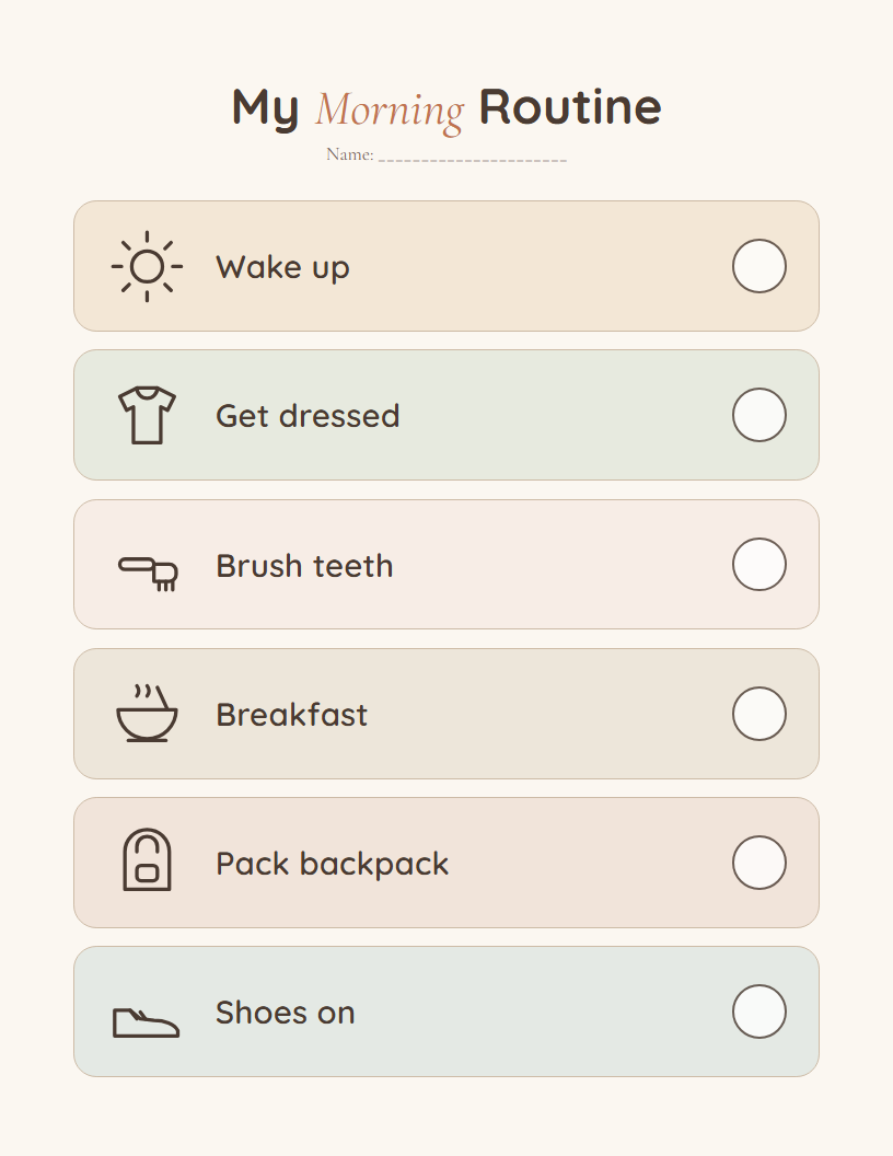 Morning routine chart